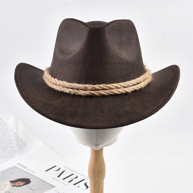 New Vintage Roll Brim Western Cowboy Hats Outdoor Travel Gentleman Cowgirl Jazz Hat Holidays Party Cosplay Hat