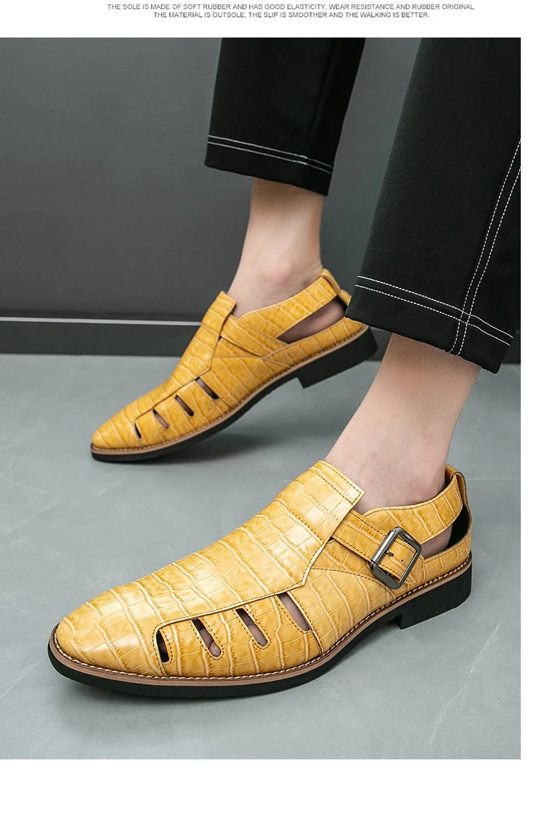 Summer New Sandals Comfortable, Lightweight, Personalized, Handsome, Fashionable, Popular, One Step Men's Leather Shoes