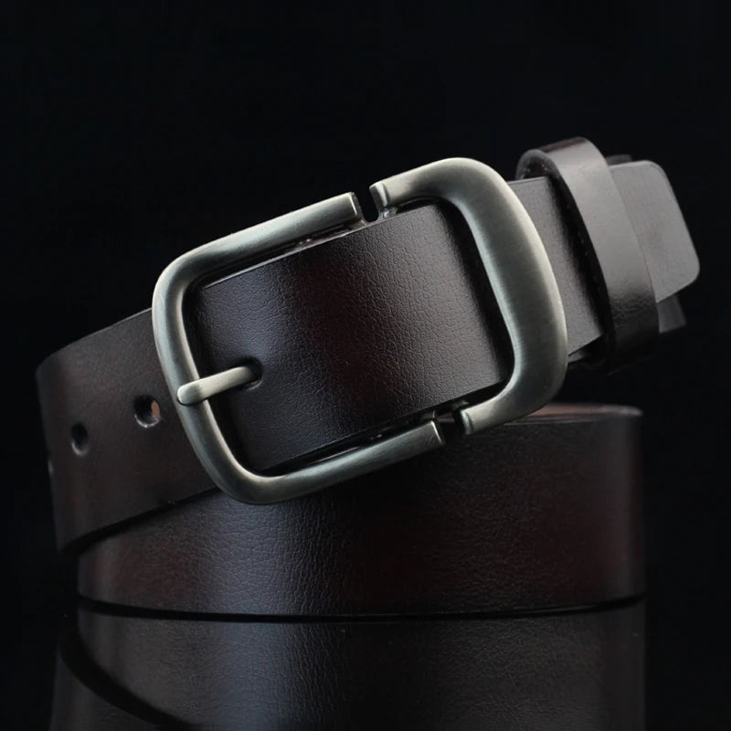 New Men's Formal Belt Solid Color Needle Buckle Belt Jeans Stylish Belt, Soft Leather Designer Handmade Daily and Business Wear