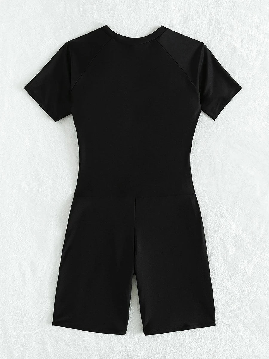 Short Sleeve Surfing Swimsuit 2025 Slim Bodysuit Swimwear Women One Pieces Rashguard Diving Clothes Bathing Swimming Swim Suit
