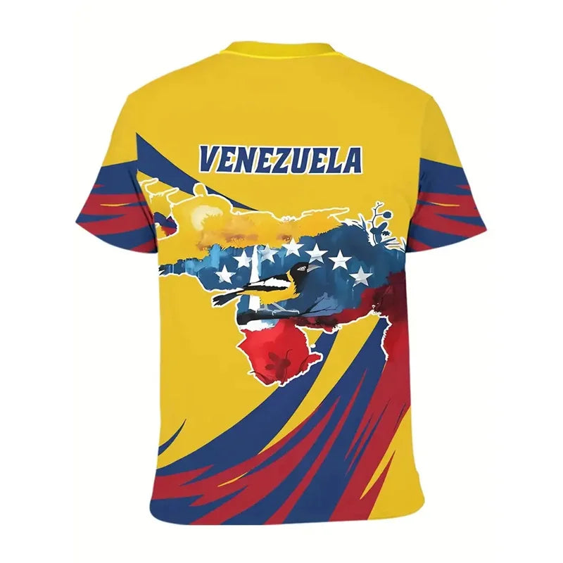 New In Venezuela Flag T Shirt Men Fashion 3d Printed T-shirt Street Oversized Casual Sports Tops Crew Neck Short Sleeve Tees