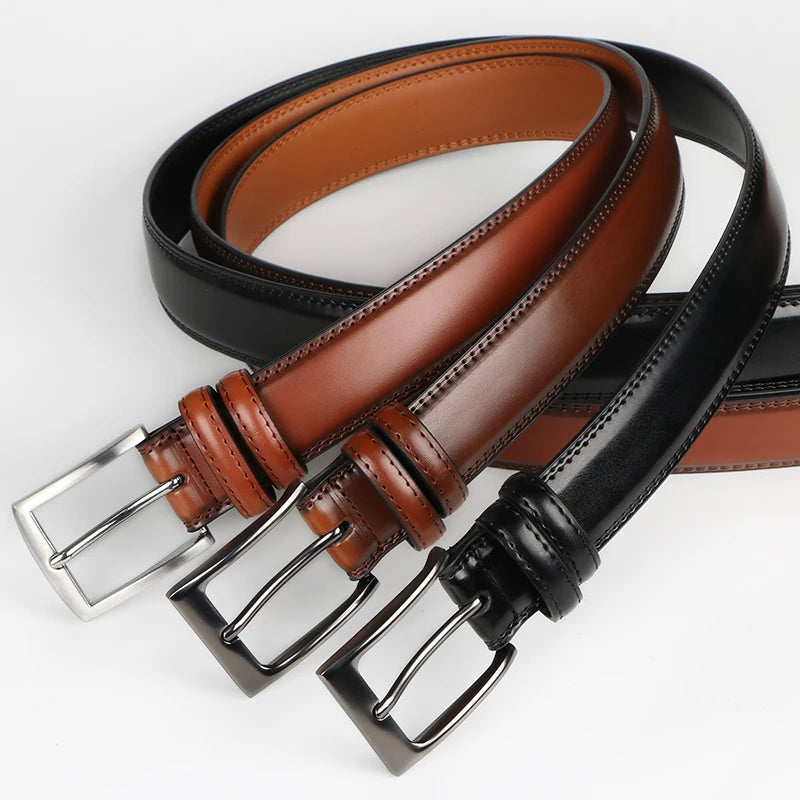 Men's genuine leather belt 1 2/6", a fashionable, simple, and durable belt gift suitable for various occasions