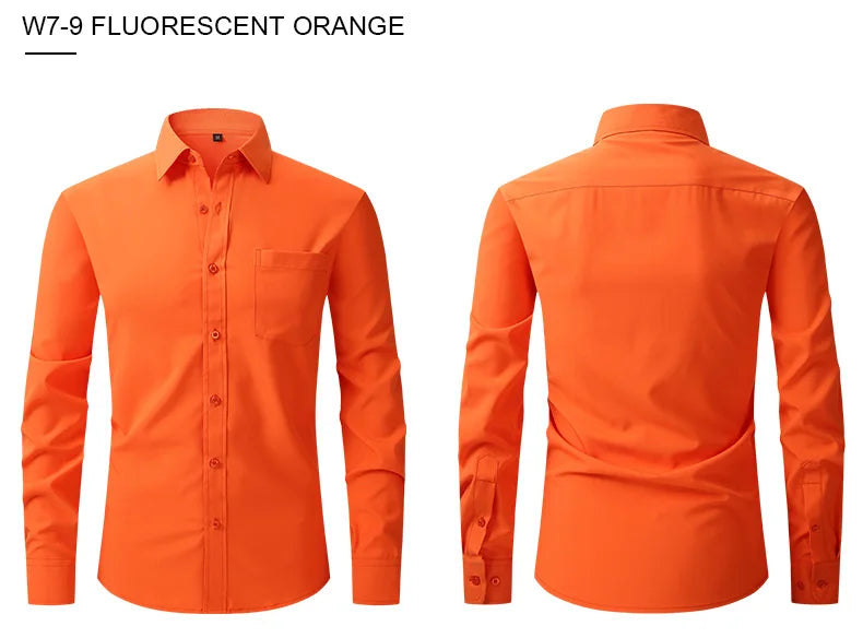 New spring and summer American men's shirt business casual long sleeve slim professional formal wear free ironing solid color