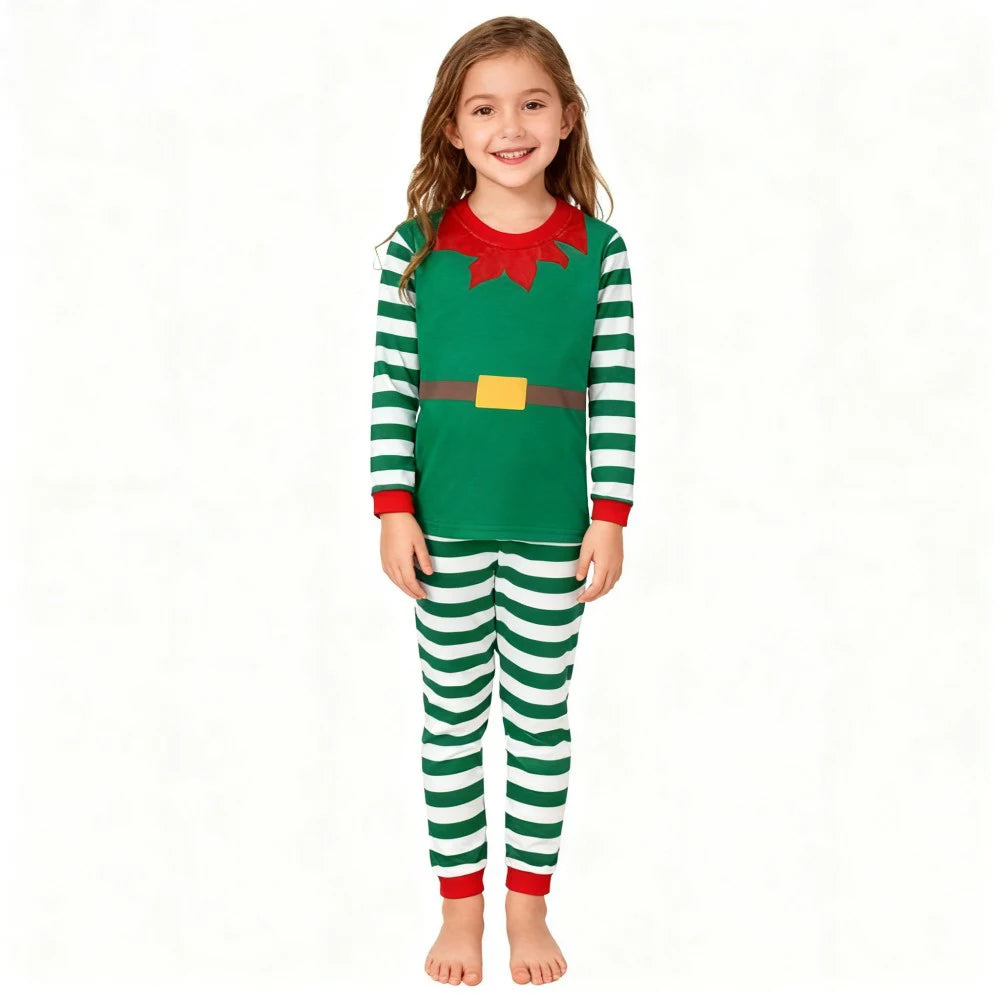 Children's Christmas Long Sleeve Pajama Sets Kids Elf and Santa Claus Sleepwear Boys Pijamas Baby Girls Pjs for Festive Xmas