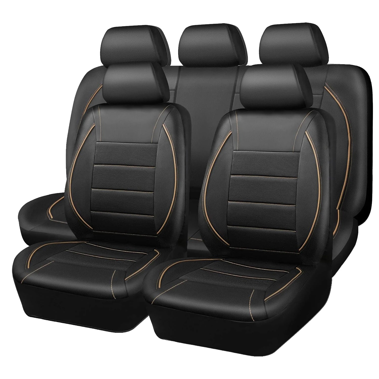 Universal Leather Car Seat Covers Red Simple Waterproof 5 Seat Car Seat Cover