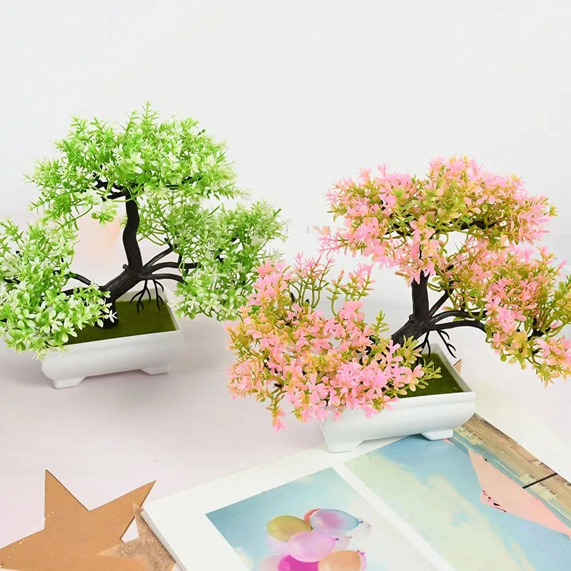 Artificial Plants Bonsai Small Tree Pot Fake Plant Flowers