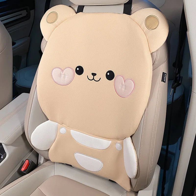 Cute Cartoon Animal Car Seat Covers Cushion Breathable Ice Silk Universal For Women Ladies Gifts Auto Interior Decor Accessories