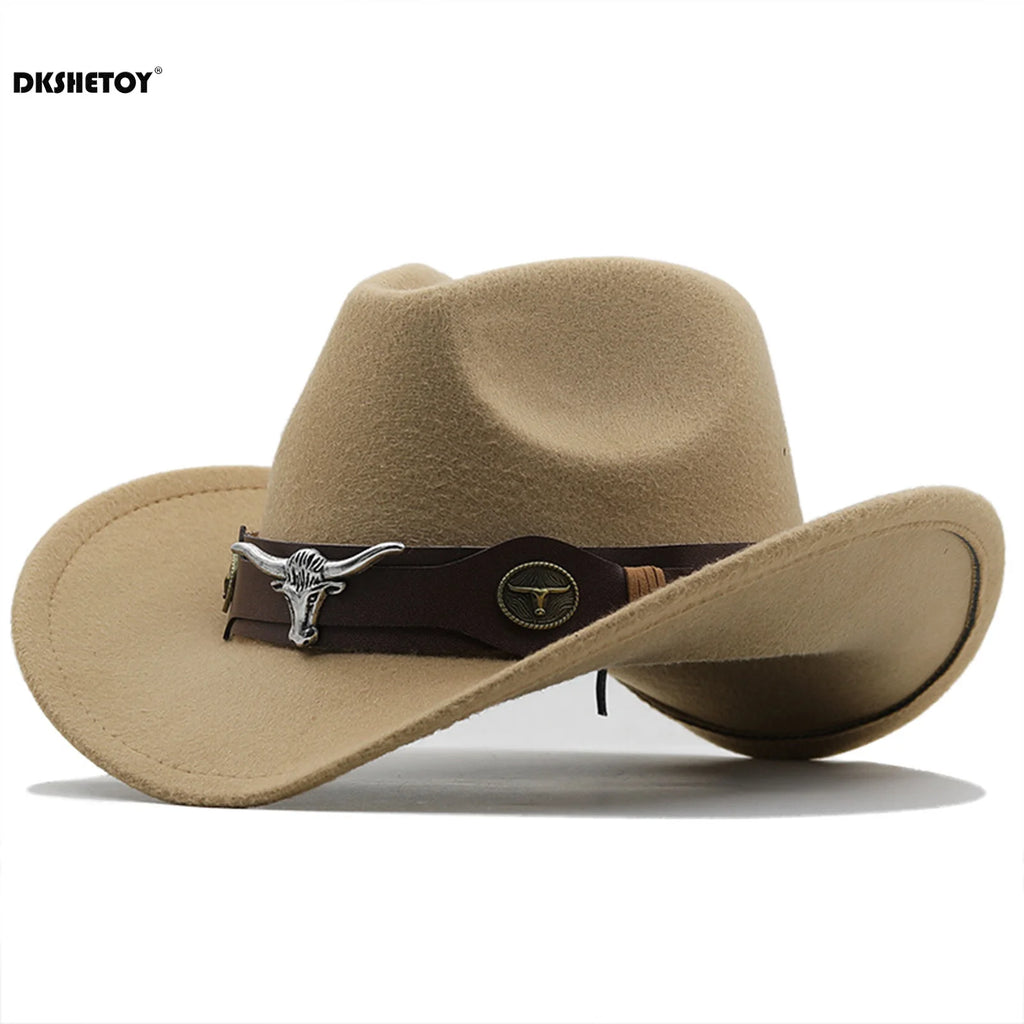 Fashion Cowboy Hats Wide Brim Cowboy Cowgirl Panama Hat with Retro Belt for Dress-Up Parties Costume