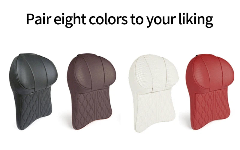 Car Leather Headrest Lumbar Support Memory Foam Car Rest Neck Pillow Back Cushion Seat Waist Supports Car Interior Accessories