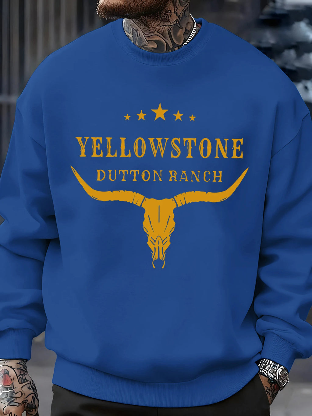 Yellow Stone Dutton Ranch Prints Mens Sweatshirt O-Neck Pullovers Tops Autumn Casual Multicolor Streetwear Fleece Man Clothes