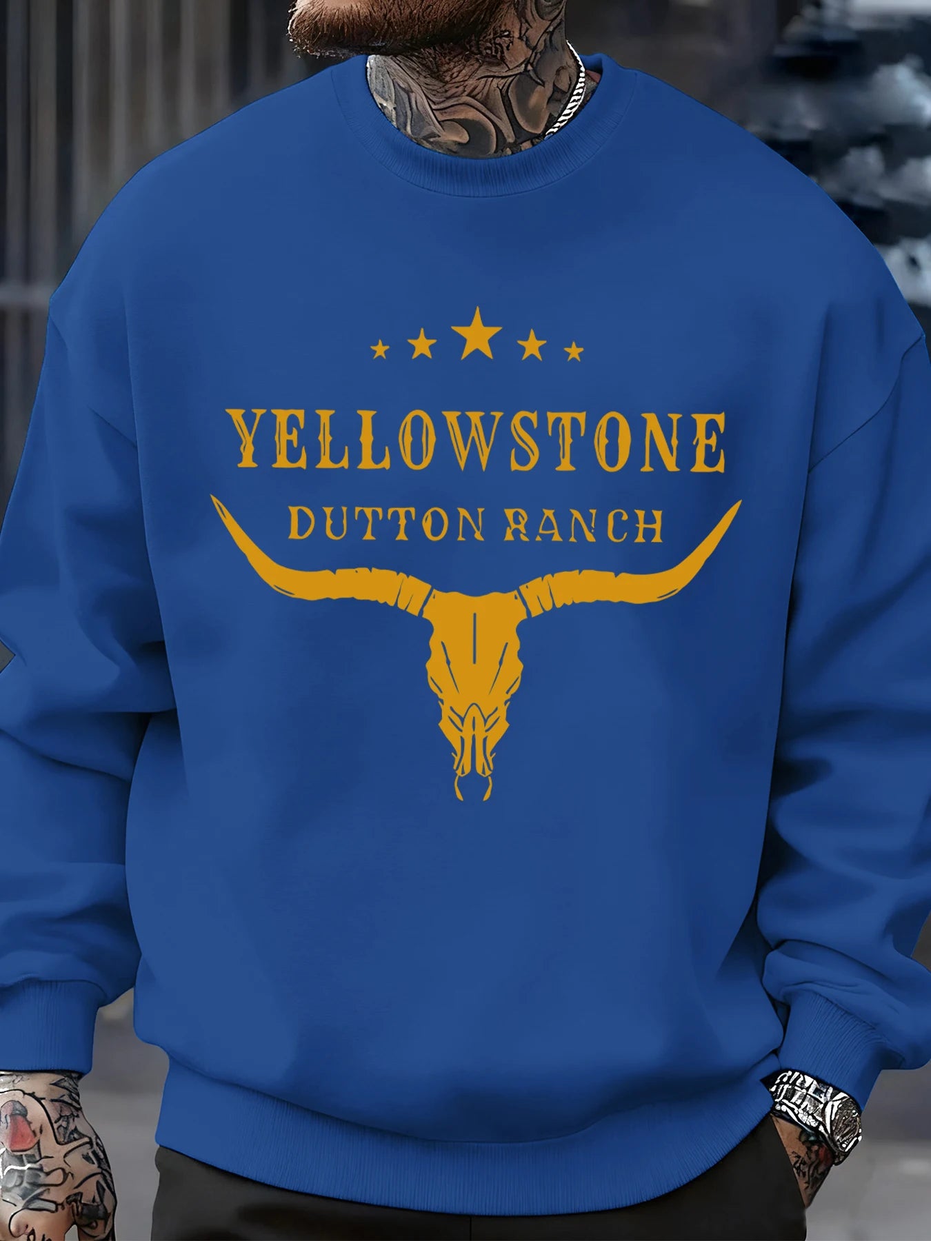 Yellow Stone Dutton Ranch Prints Mens Sweatshirt O-Neck Pullovers Tops Autumn Casual Multicolor Streetwear Fleece Man Clothes