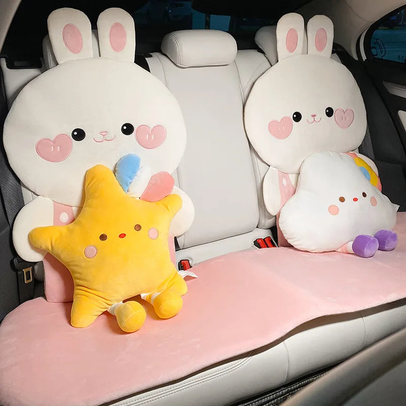 Cute Cartoon Animal Car Seat Covers Cushion Breathable Ice Silk Universal For Women Ladies Gifts Auto Interior Decor Accessories