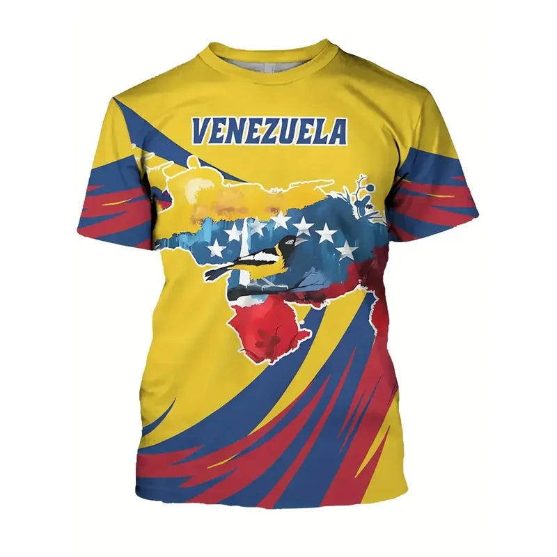 New In Venezuela Flag T Shirt Men Fashion 3d Printed T-shirt Street Oversized Casual Sports Tops Crew Neck Short Sleeve Tees