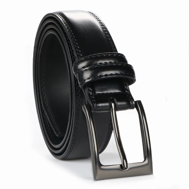 Men's genuine leather belt 1 2/6", a fashionable, simple, and durable belt gift suitable for various occasions