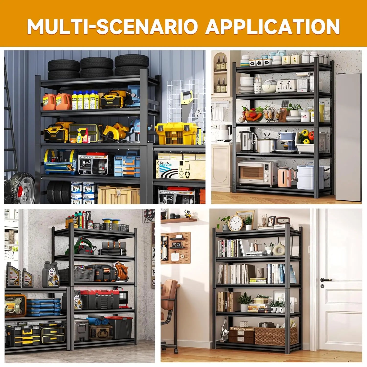 72''H × 40''W Garage Shelving, Metal Shelving Unit and Storage, 2500lb Standing Shelves,Heavy Duty Shelving with, Customized