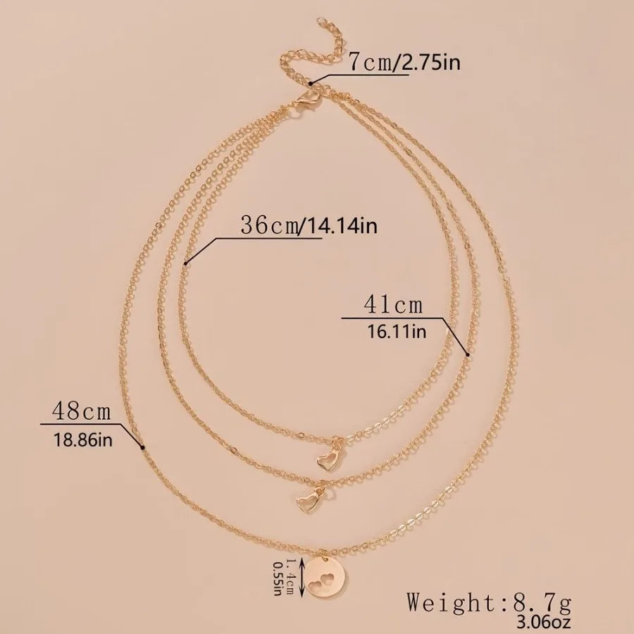 Stylish Alloy HeartShaped Pendant Ladies Multilayer Necklace Simple Neck Jewelry Gift
