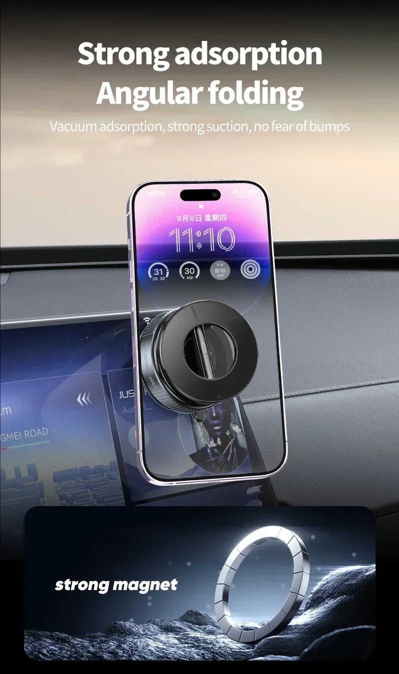 New Strong Magnetic Phone Holder Foldable Design 360° Adjustable Vacuum Car Mount For Cell Phone For Live Streaming 2026