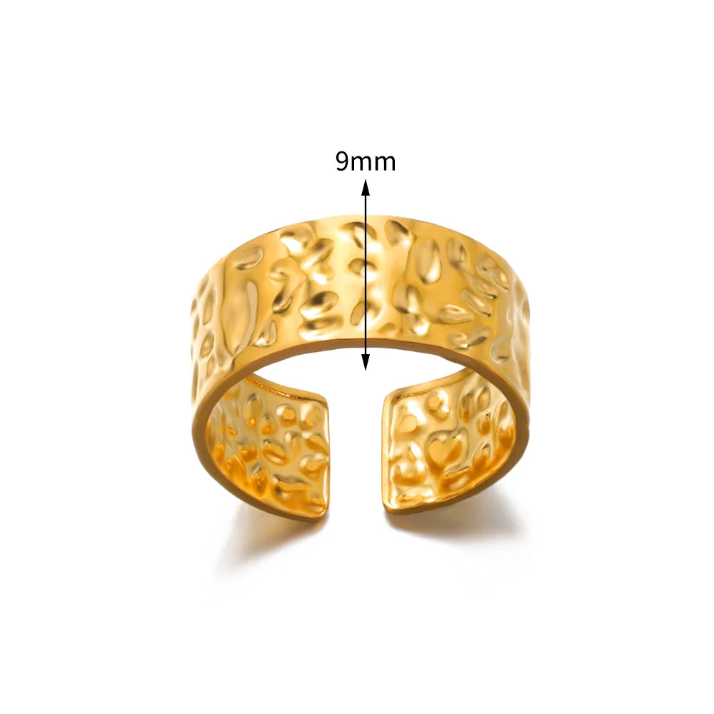 316L Stainless Steel Rings For Women Geometric Heart Wide Ring Adjustable Open Ring Fashion Jewelry Valentine's Day Gift