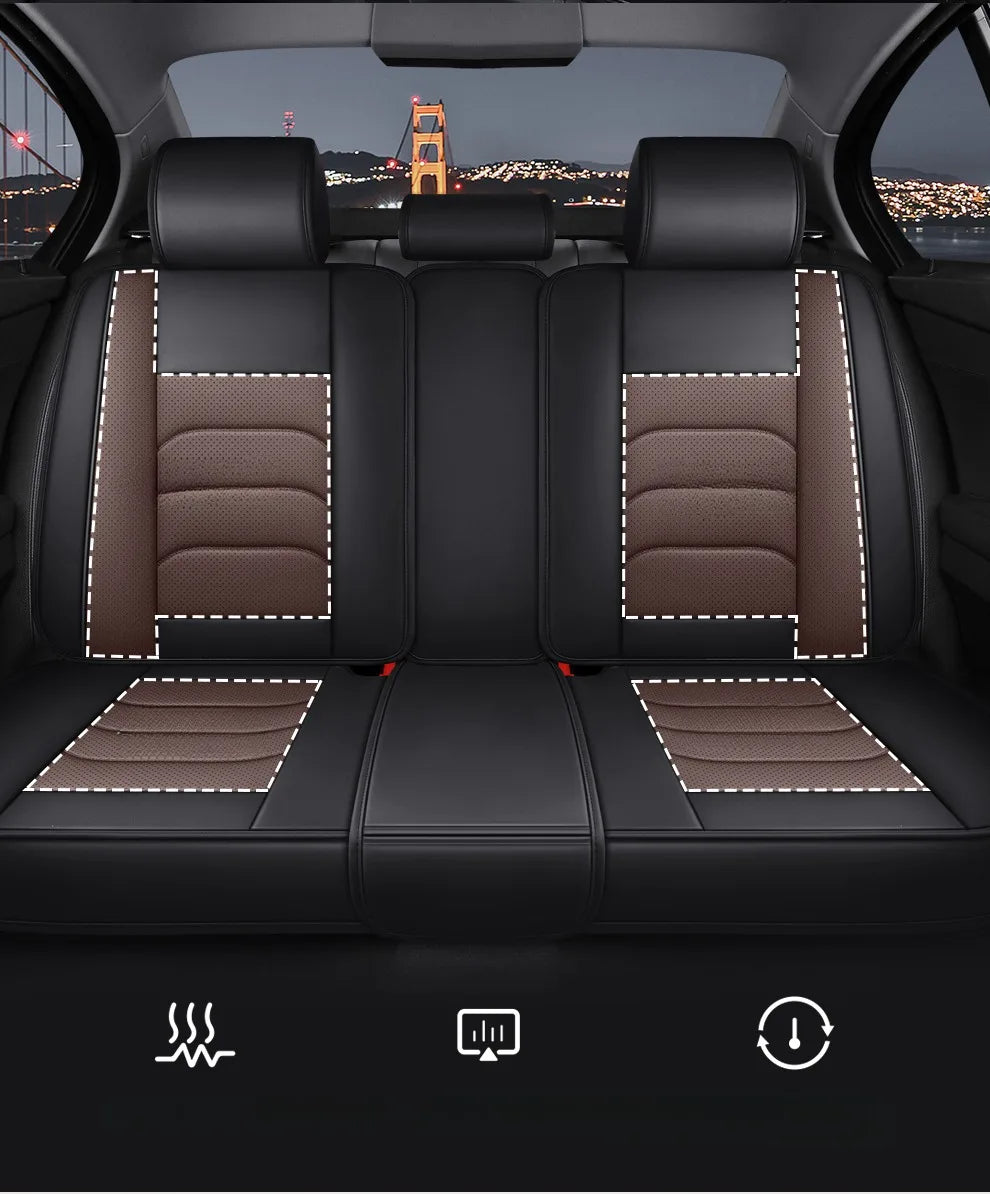 Car Seat Cover Premium Waterproof Faux Leather Cushion Universal Accessories Fit SUV Truck Sedan Automotive Vehicle