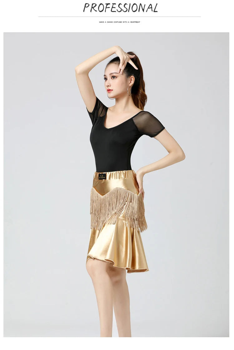 Adult Latin Dance Skirts Women's Practice Clothing Tassel Skirts Bot Wear Cetition Dance Performance Clothing