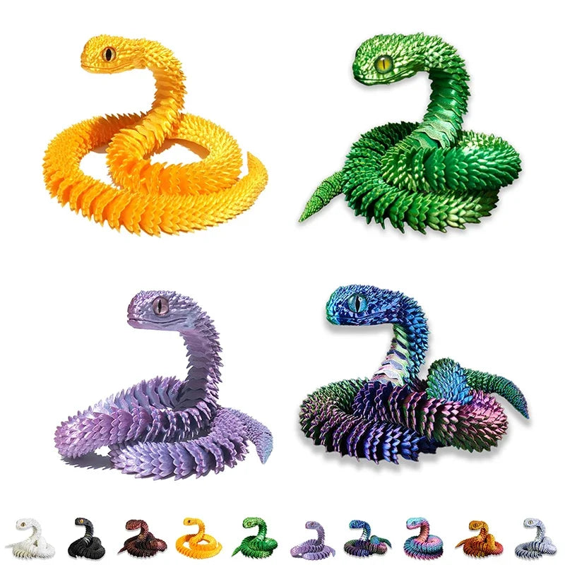 3D Printed Snake Movable Joint Simulation Snake Figurine Creative Home Office Desktop Ornament