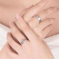 2Pcs/set Silver Plated Crown Square Couple Rings For Women Men Punk Forever Endless Love Wedding Ring Valentine's Day Jewelry