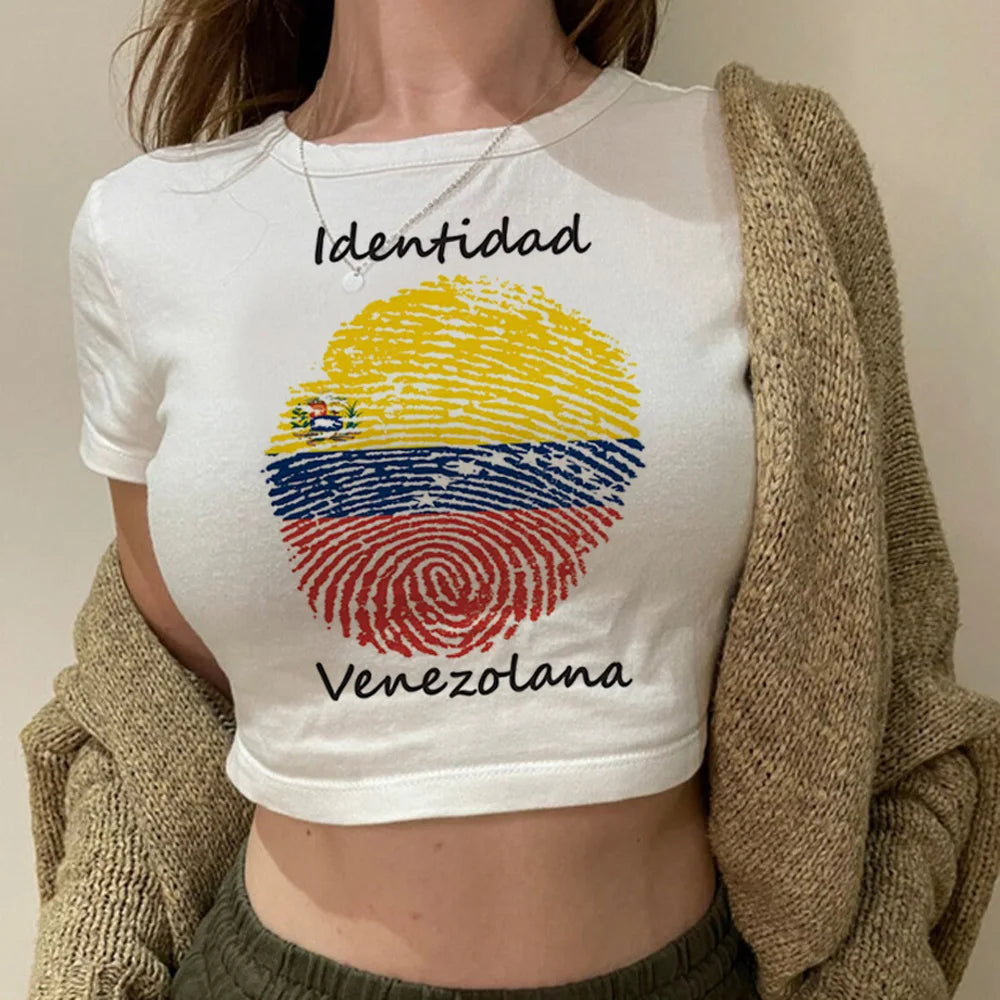 Venezuela streetwear  graphic  fairy grunge  crop top Woman Kawaii cyber y2k manga Harajuku crop top
