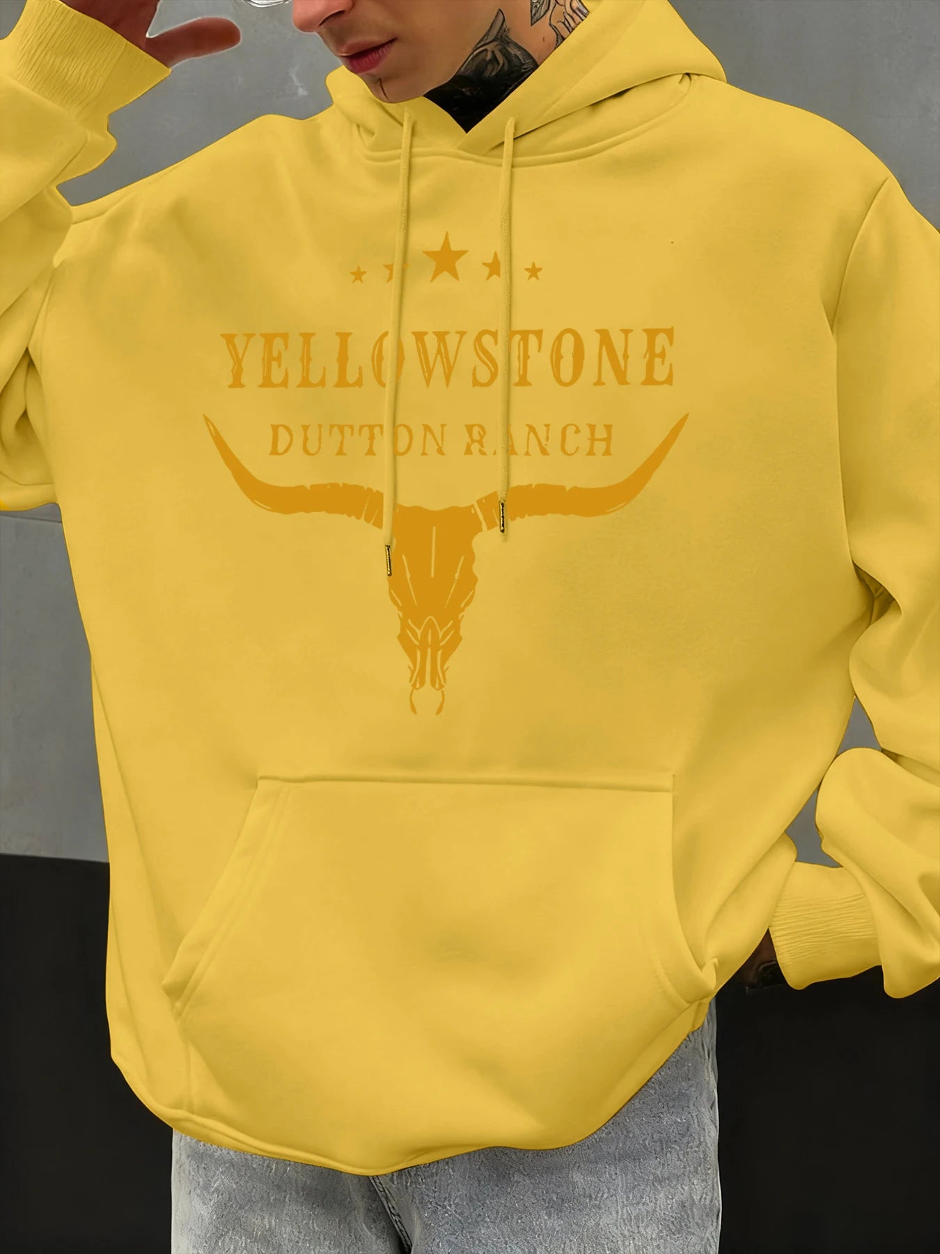 Yellow Stone Dutton Ranch Prints Men Hoody Autumn Fleece Hoodies Hip Hop Oversized Streetwear Comfortable Casual Clothing