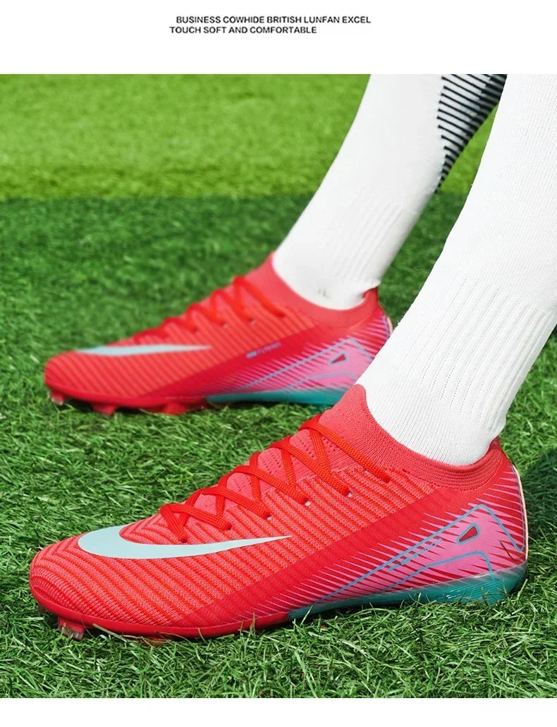 New Men Outdoor Football Boots Soccer Shoes Cleats Match Training TF/FG Grass Ankle Long Spikes Sport Hot-selling High-quality