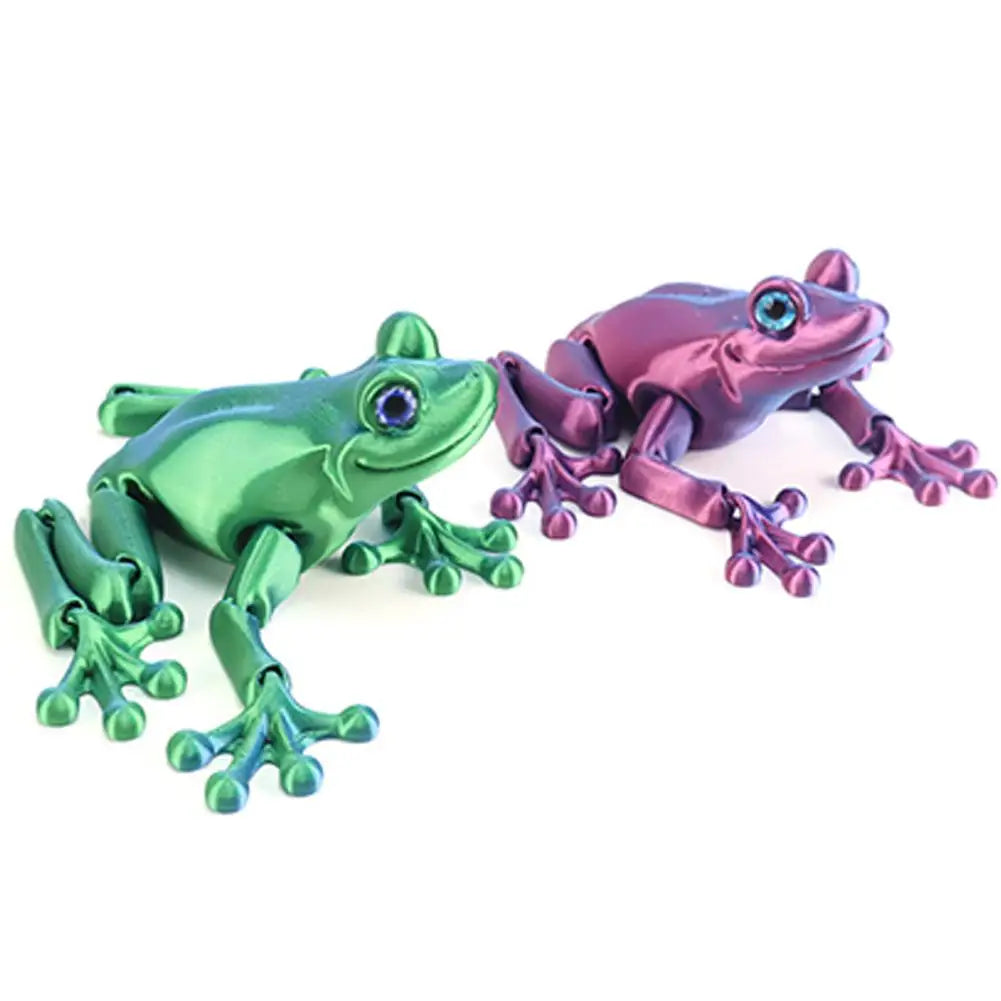 3D Printed Cute Frog Model Multi-joint Movable With Glittering Eyes Simulated Animals Model For Room Decor Accessories Kids Gift