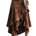 Woman Clothes Skirts For Women 2025 Maillard Coffee Suede Skirt Women's Irregular Lace Slimming A-Line Mid-Length Umbrella Skirt