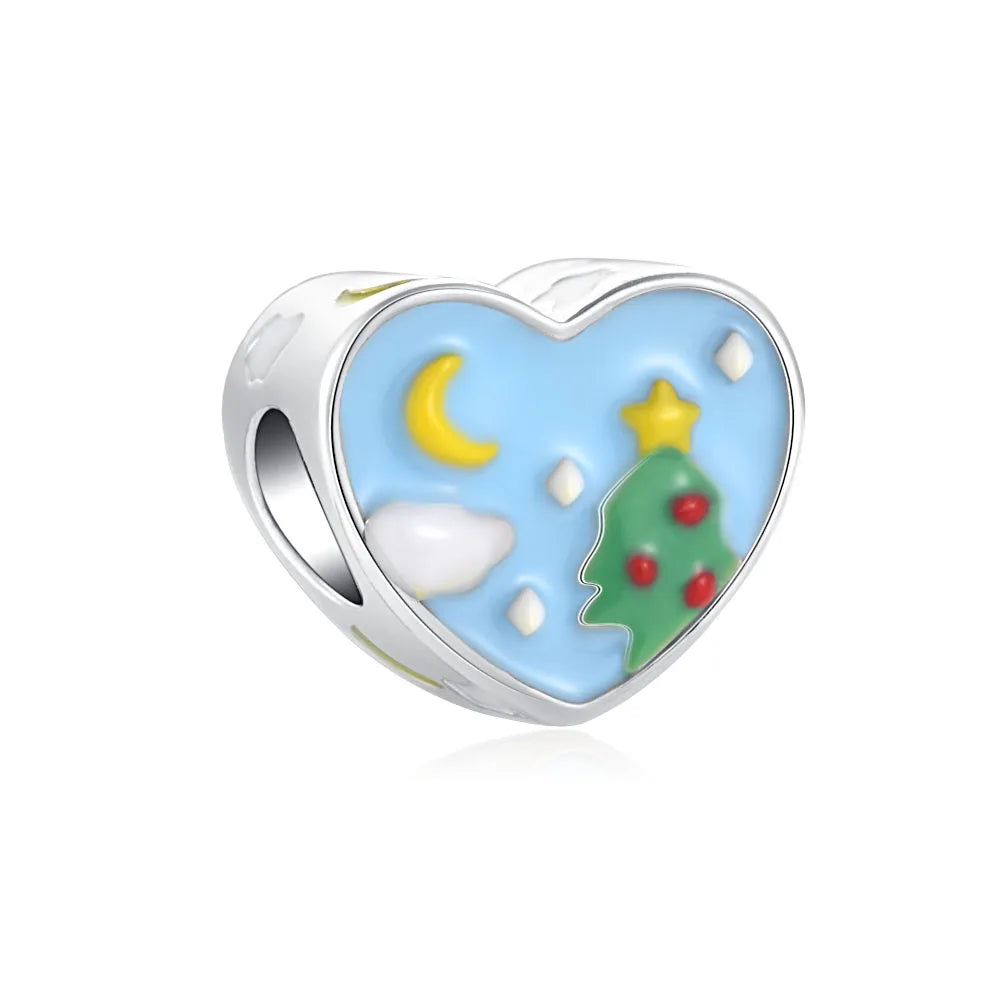 925 Sterling Silver House Star Moon Colorful Heart Pendans Beads Diy Fit Original Pendant Charm Bracelet Necklace Women Jewelry