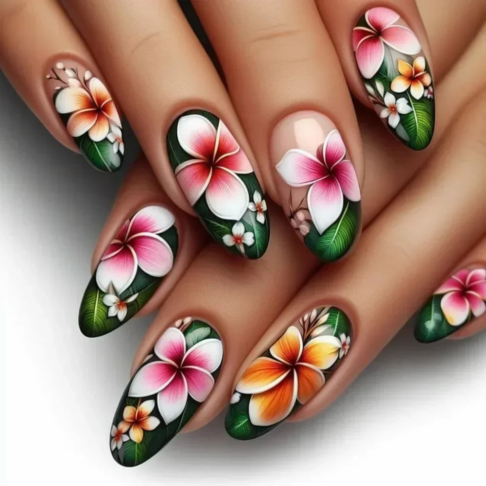 Autumn Matte Press-On Nails | 24pcs Rose Leaf Almond | Full Cover Acrylic Nail Tips with Glue