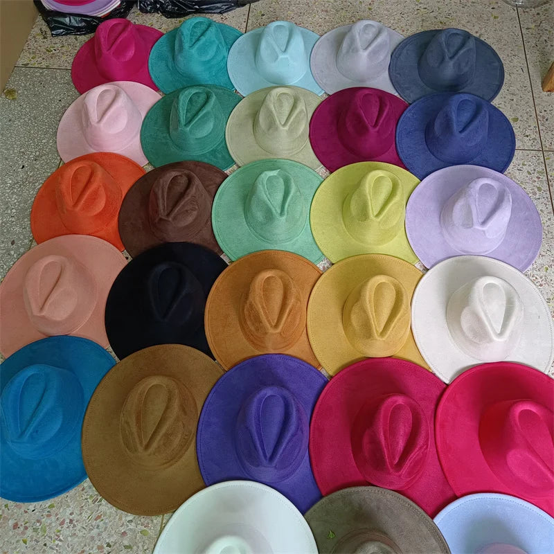 Gorras Para Hombres Three styles Suede Hat Water drop hat 9.5cm Wide Brim Fedora Hat Women's Autumn and Winter Felt Jazz Hat