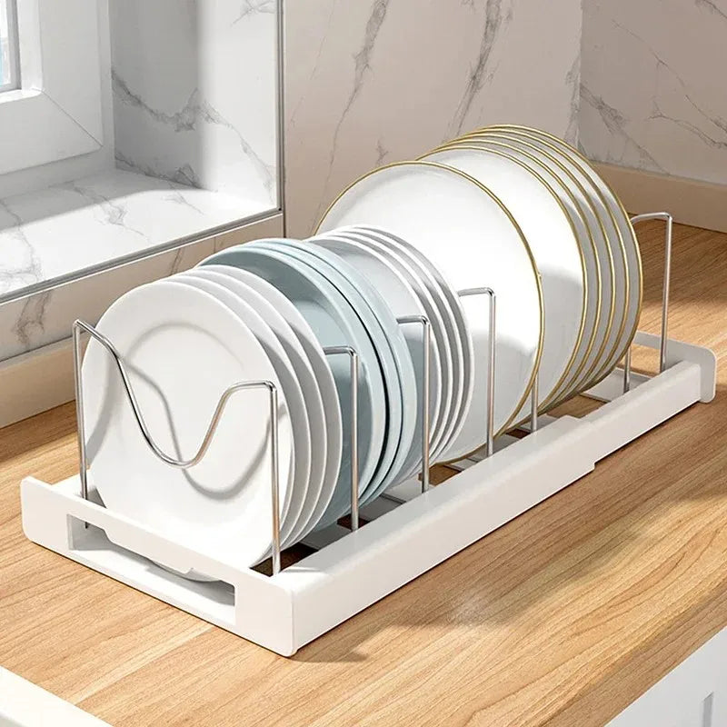 Expandable Kitchen Pot Pan Organizer under Cabinet with 7 Adjustable Dividers Food Storage Container Lid Storage 1 Pack