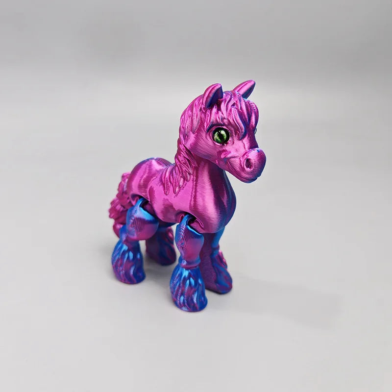 3D Printing Sunshine Rainbow Little White Horse Animal Toys Joint Tail Movable Creative Home Desk Decoration Kids Birthday Gift