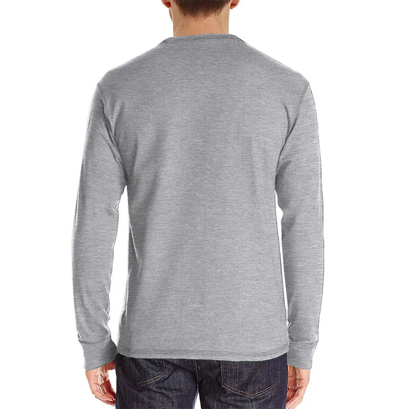 Men Fashion Casual T-Shirts Long Sleeve Tops For Man Soild O Neck Shirts Elastic Gym T Shirt Soccer Tees Streetwear Man Clothing