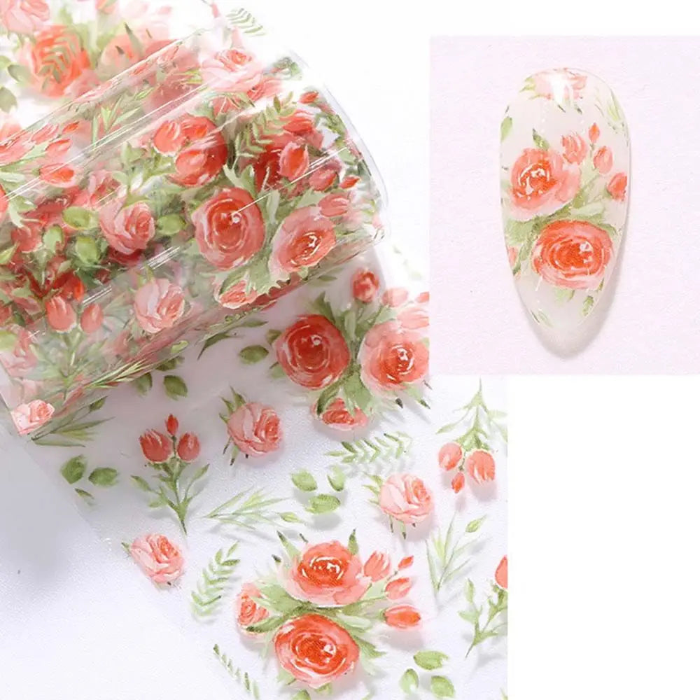 Nail Art Accessories Full Wraps Sliders Holographic Nails Decals Flower Nail Foils Floral Nails Stickers Transfer Paper Decals