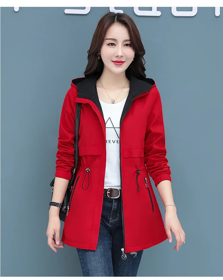 Spring Autumn Jacket Women's Loose Coat 2025 New Double-sided Wear Trench Coat Mid-length Windbreaker 5XL Women's Top