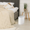 Press Top Trash Can with Lid, Slim Waste Basket for Bathroom Kitchen, Compact Office Living Room Garbage Bin