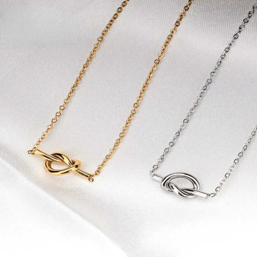 Stainless Steel Knot Women's Necklace Stylish Design 14K Gold Plated Jewelry