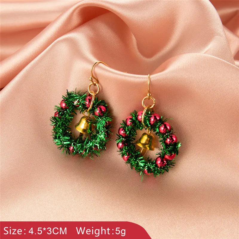 Luxury Christmas Earrings Cute Claus Snowman Tree Bell Elk Drop Earrings for Women Girls Kids Gifts 2022 Xmas Festival Jewelry