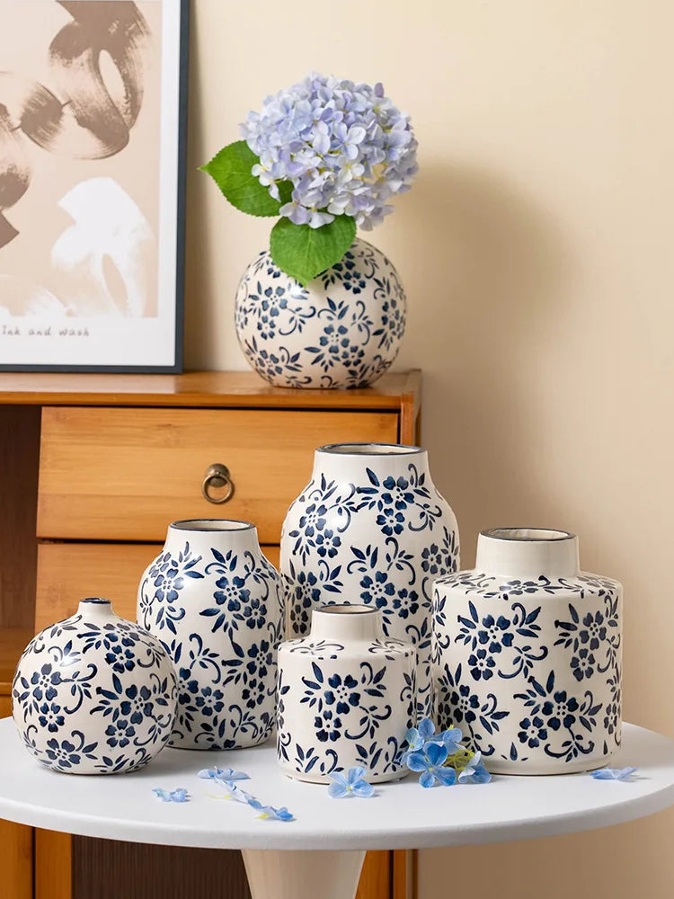Blue and White Porcelain Vase Flower Arrangement