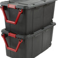 40 Gallon Plastic Storage Box, Wheeled Industrial Tote, Pack of 2