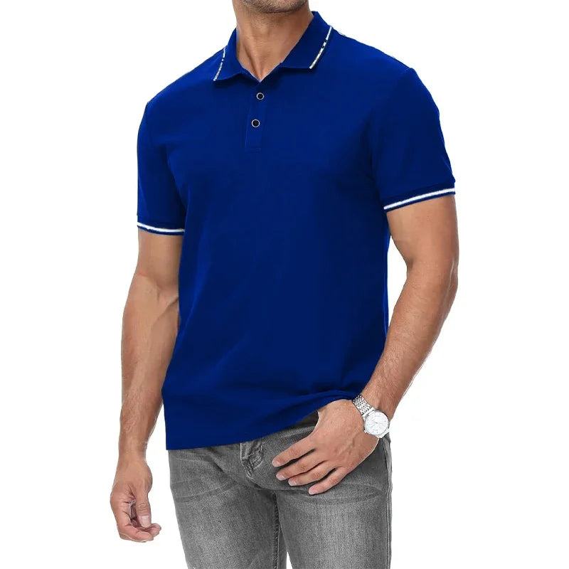 New Men's Short Sleeve Polo Shirt Summer Male Contrast Oversized T Shirt Breathable Shirts Lightweight Streetwear Gym Tops