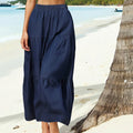 Ladies Denim Skirts with Elastic Waistband in Solid Color Long Length Summer Fashion Casual Jeans Skirt for Streetwear Style