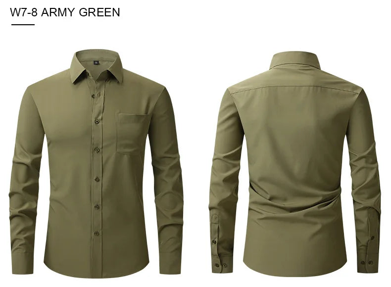 New spring and summer American men's shirt business casual long sleeve slim professional formal wear free ironing solid color