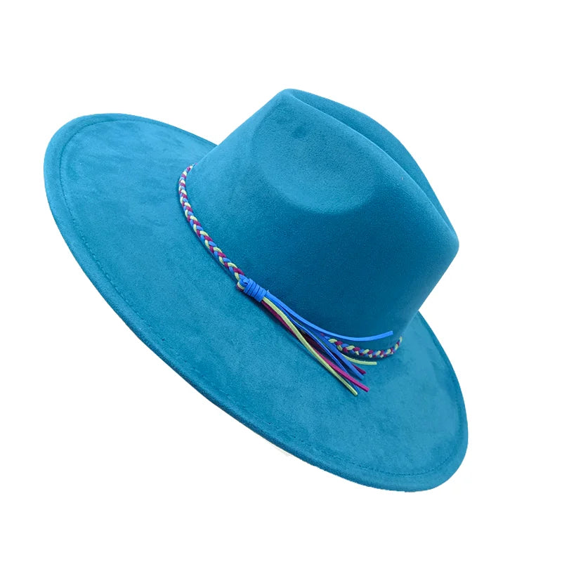 Gorras Para Hombres Three styles Suede Hat Water drop hat 9.5cm Wide Brim Fedora Hat Women's Autumn and Winter Felt Jazz Hat