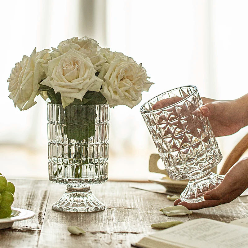 Embossed Vase Glass Crystal Net Red French High-quality