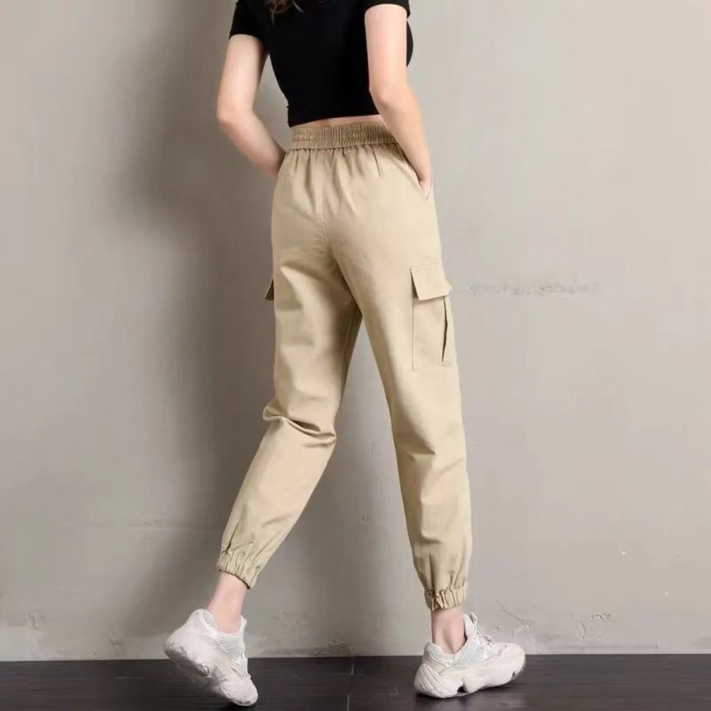 Women Pants Thin Style New Solid Casual Pockets Wide Leg Trousers Drawstring Fashion Ladies Straight Pants Versatile Trend